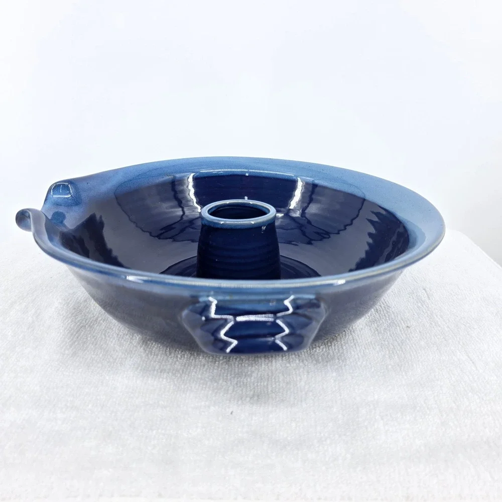 Tumbleweed Pottery Cobalt Blue Ceramic Chicken Baker Vertical Roaster Spout
